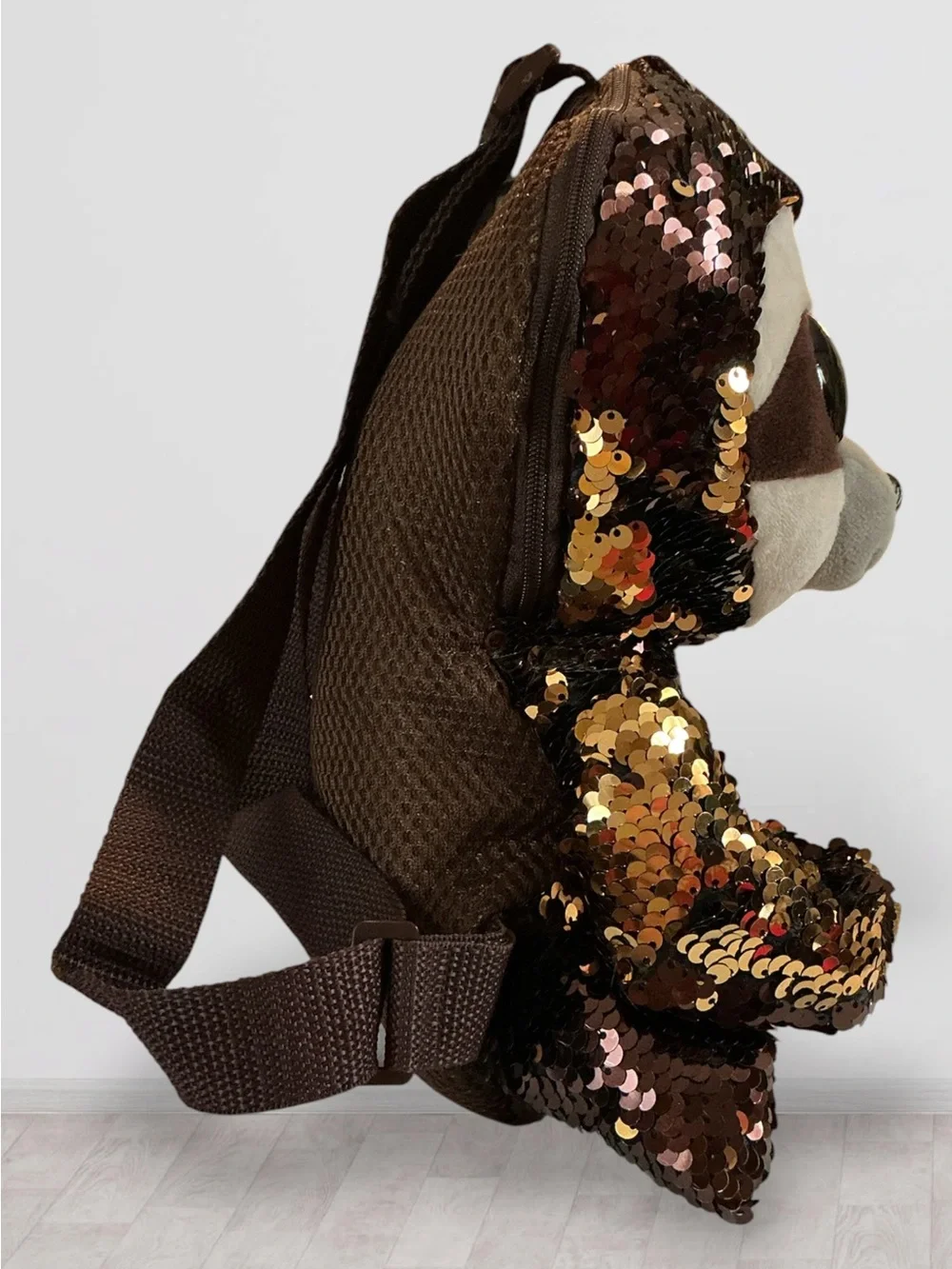 🌺Ty Sequin Sloth Dangler Plush Backpack - Brown & Gold